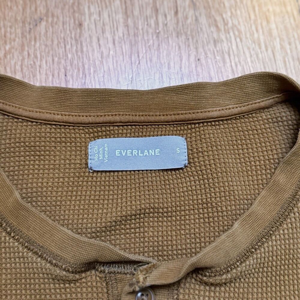Everlane Women’s Organic Cotton Waffle Henley Long Sleeve Top Orange Brown S - Picture 6 of 16
